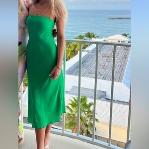 See You Monday Green Strapless midi Dress